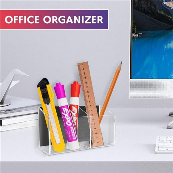 Clear Magnetic Dry Erase Marker Holder Acrylic Whiteboard Pen Organizer Office - Picture 5 of 8